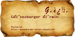 Günszberger Ármin névjegykártya
